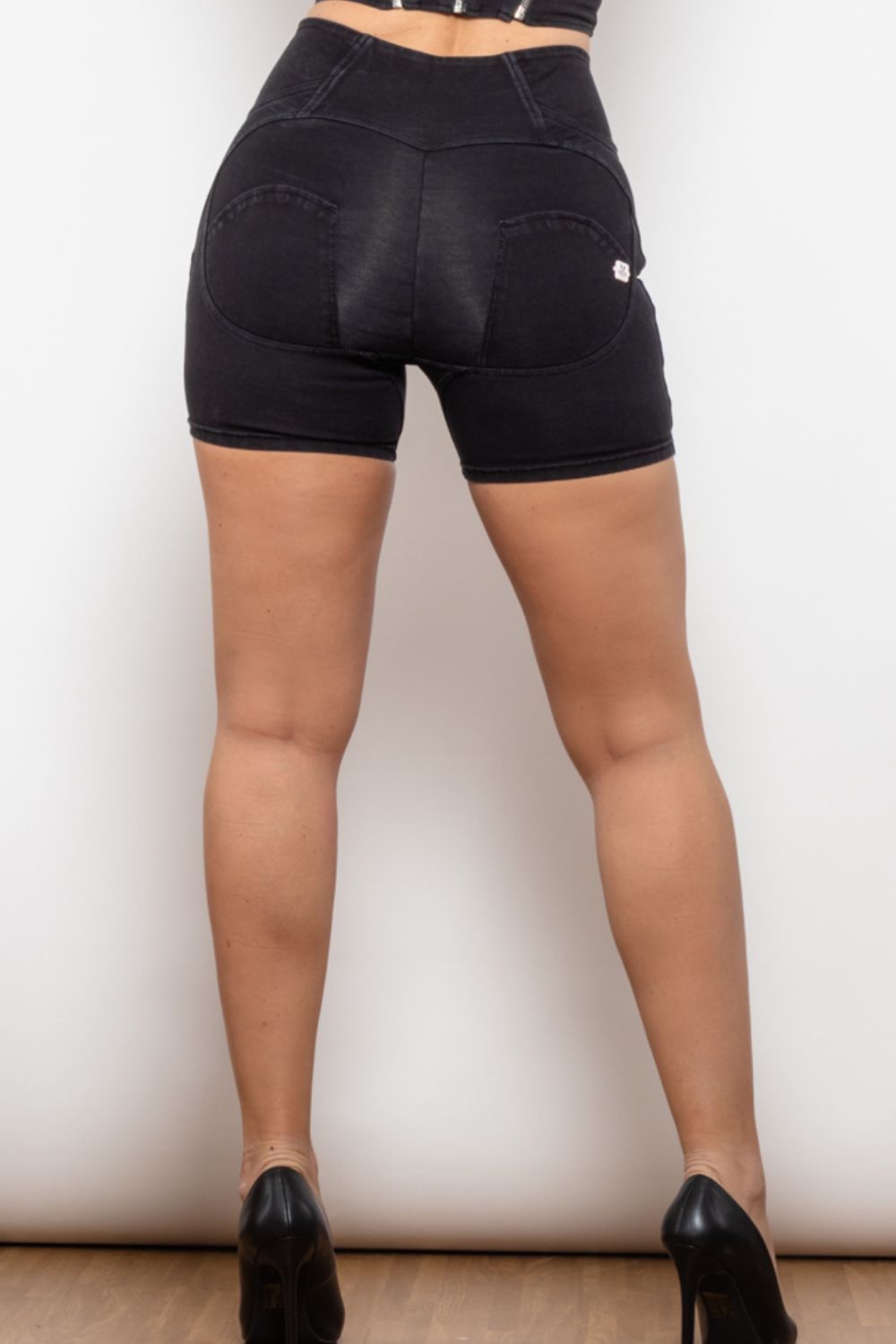 Full Size Side Stripe Zip Closure Denim Shorts-Teresa&#39;s Fashionista LLC