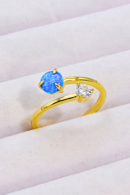 Opal and Zircon Open Ring-Teresa&#39;s Fashionista LLC