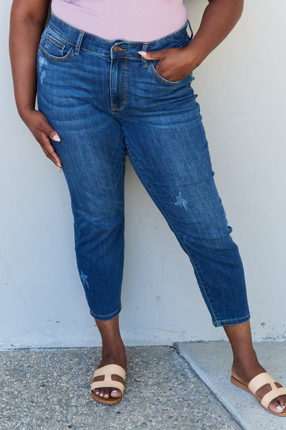 Judy Blue Aila Short Full Size Mid Rise Cropped Relax Fit Jeans-Teresa&#39;s Fashionista LLC