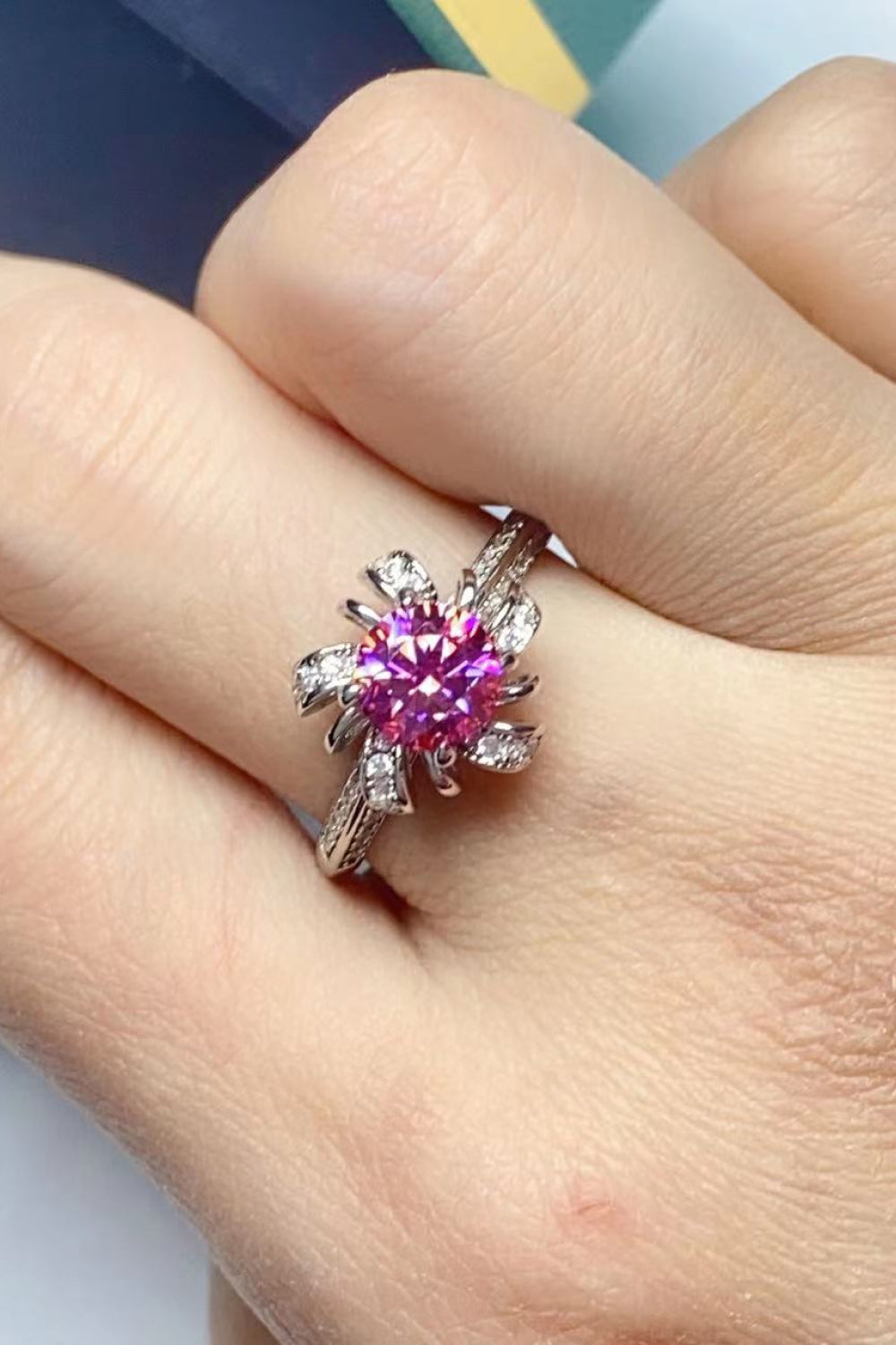 1 Carat Moissanite Flower-Shaped Ring-Teresa&#39;s Fashionista LLC