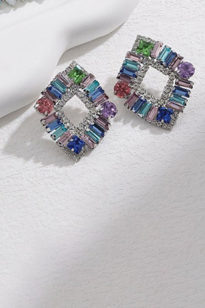 Multicolored Glass Stone Earrings-Teresa&#39;s Fashionista LLC