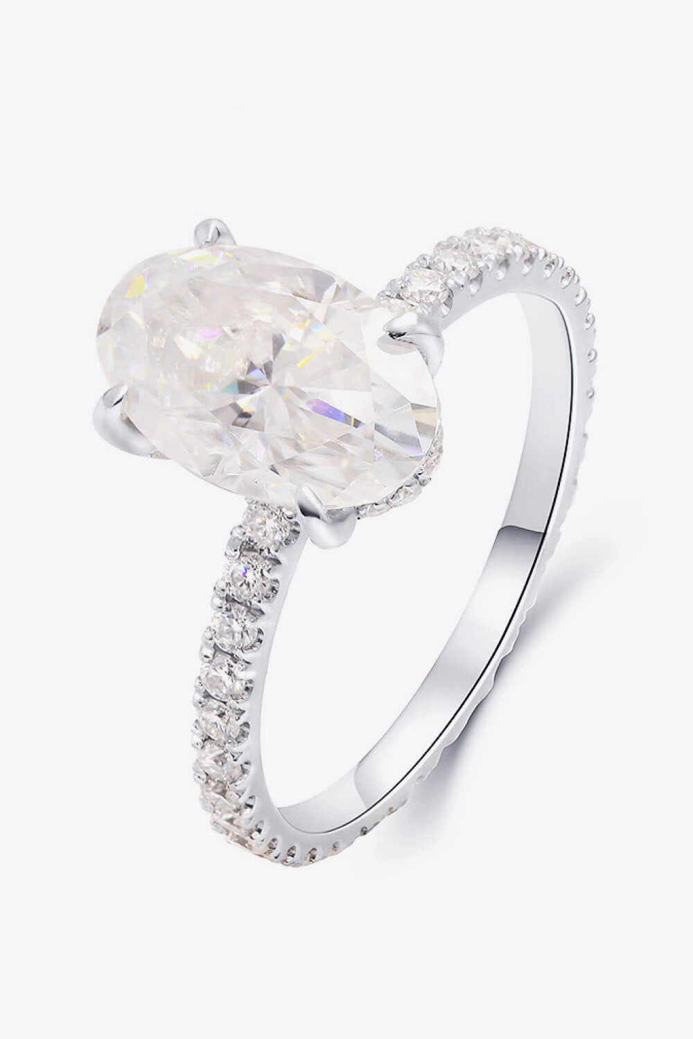 14K White Gold 2.5 Carat Moissanite 4-Prong Ring-Teresa&#39;s Fashionista LLC