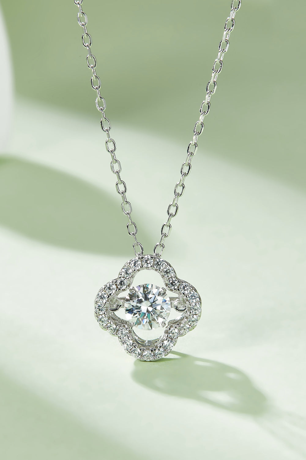 Moissanite Four Leaf Clover Pendant Necklace-Teresa&#39;s Fashionista LLC