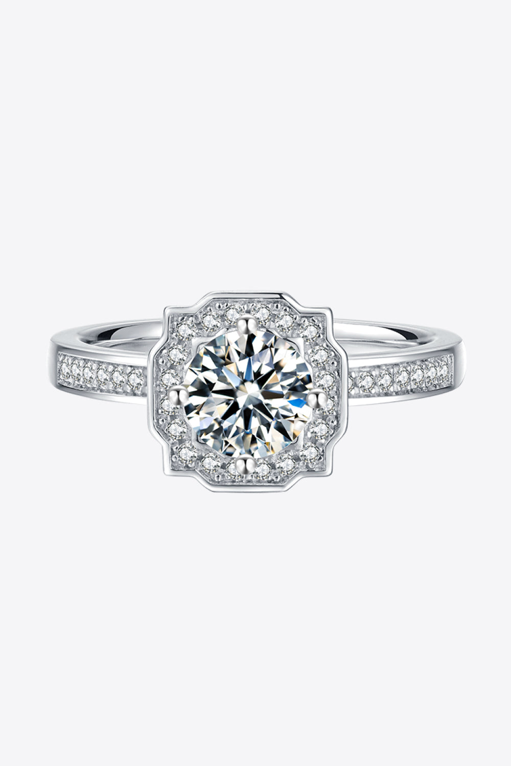 1 Carat Moissanite 925 Sterling Silver Halo Ring-Teresa&#39;s Fashionista LLC