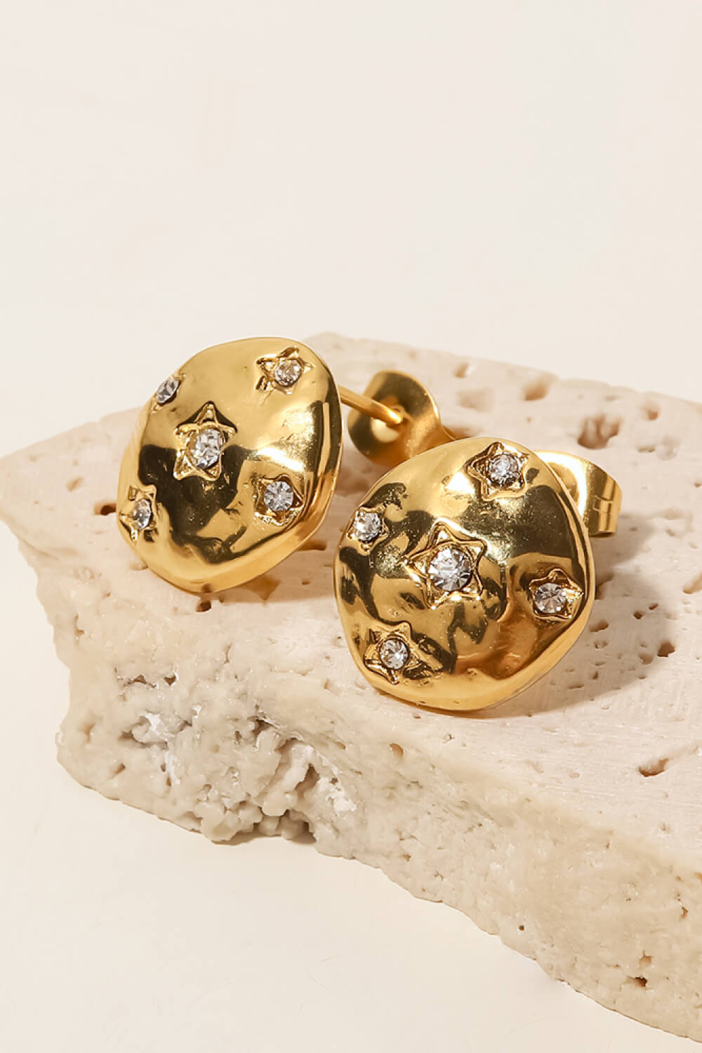 18K Gold-Plated Cubic Zirconia Stud Earrings-Teresa&#39;s Fashionista LLC