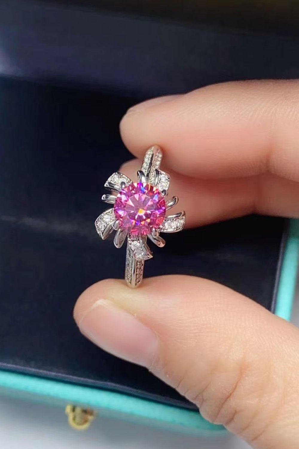 1 Carat Moissanite Flower-Shaped Ring-Teresa&#39;s Fashionista LLC