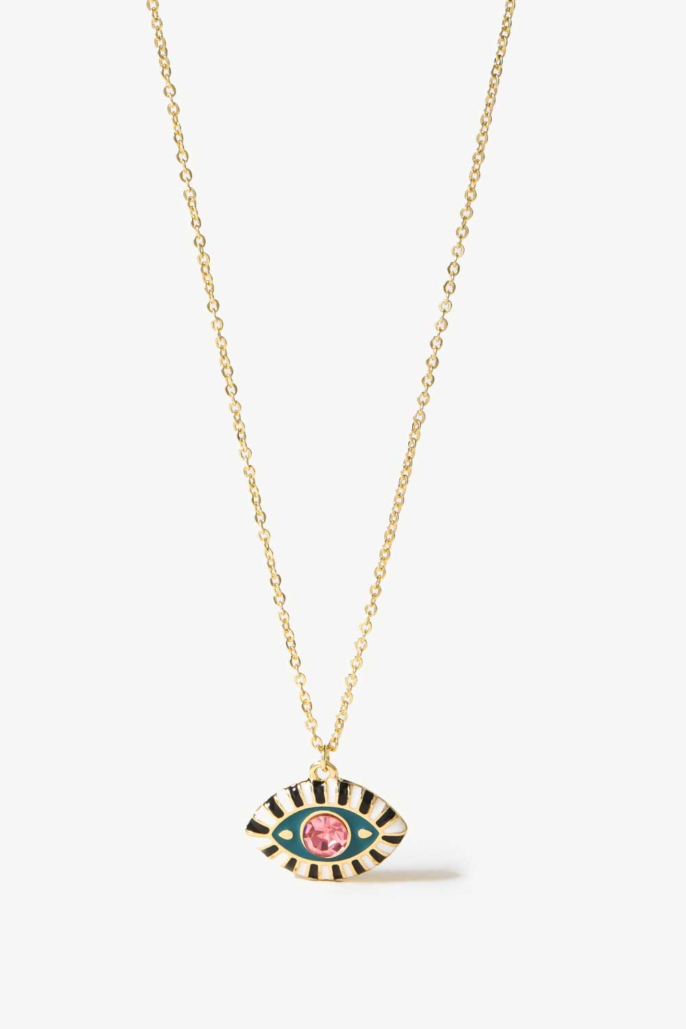 Evil Eye Pendant Gold Plated Chain Necklace-Teresa&#39;s Fashionista LLC