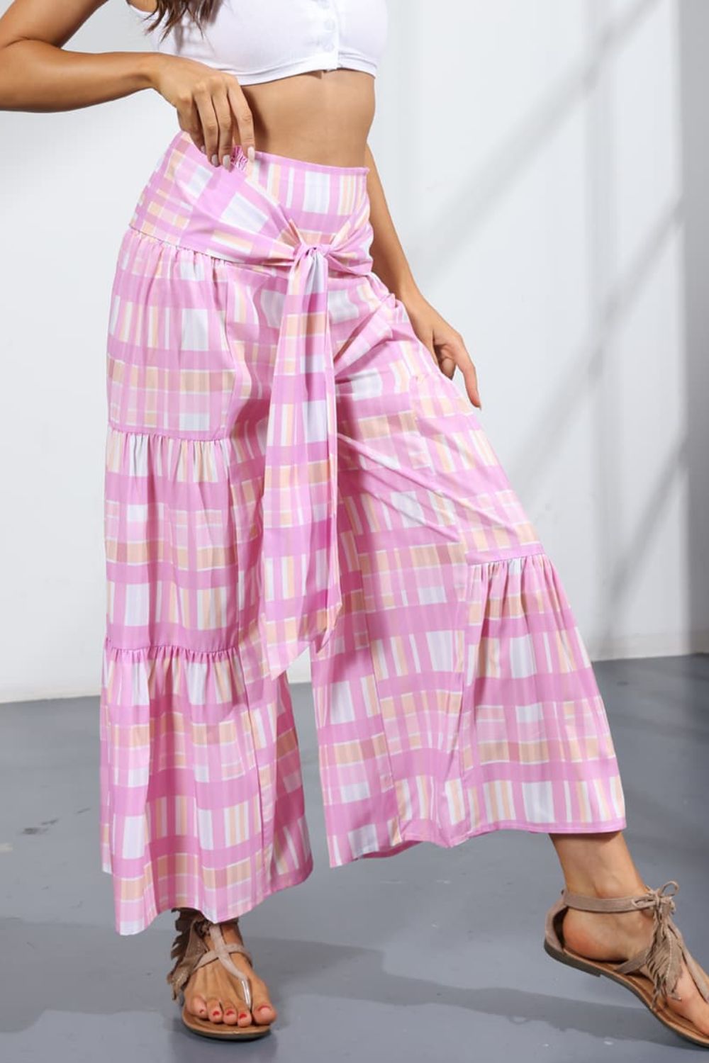 Printed Tie-Front Culottes-Teresa&#39;s Fashionista LLC