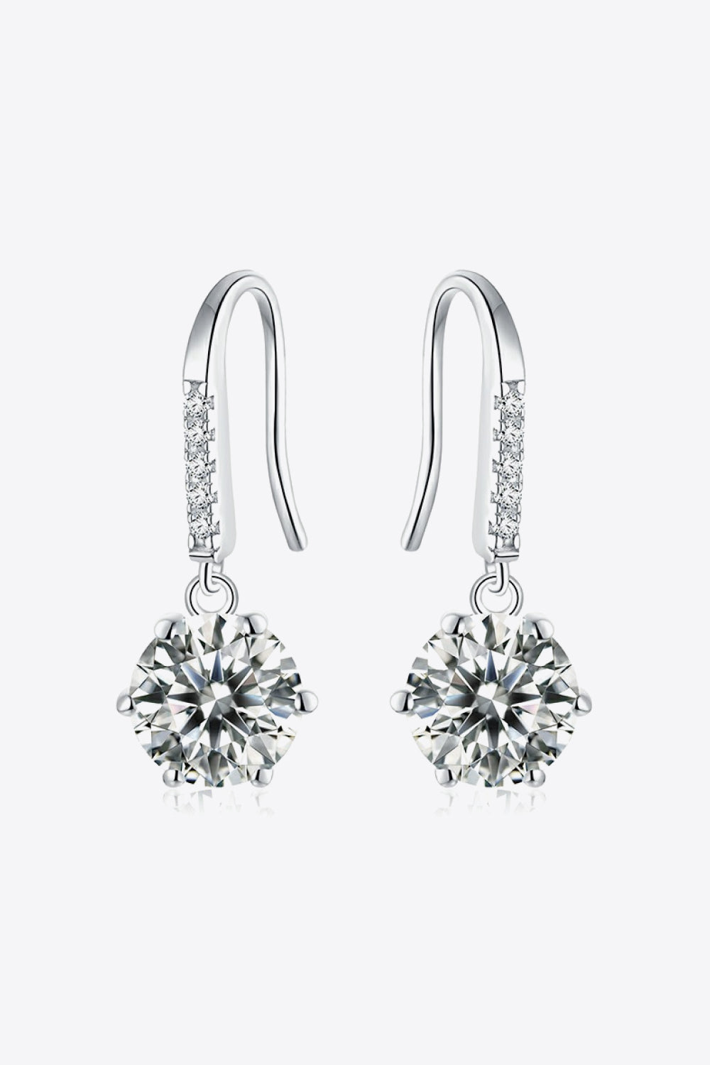 6-Prong Moissanite Drop Earrings-Teresa&#39;s Fashionista LLC