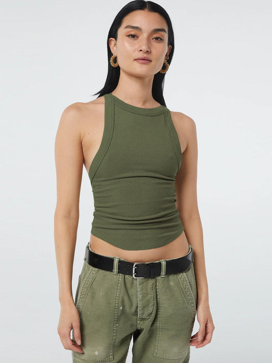 Halter Neck Ribbed Cropped Top-Teresa&#39;s Fashionista LLC