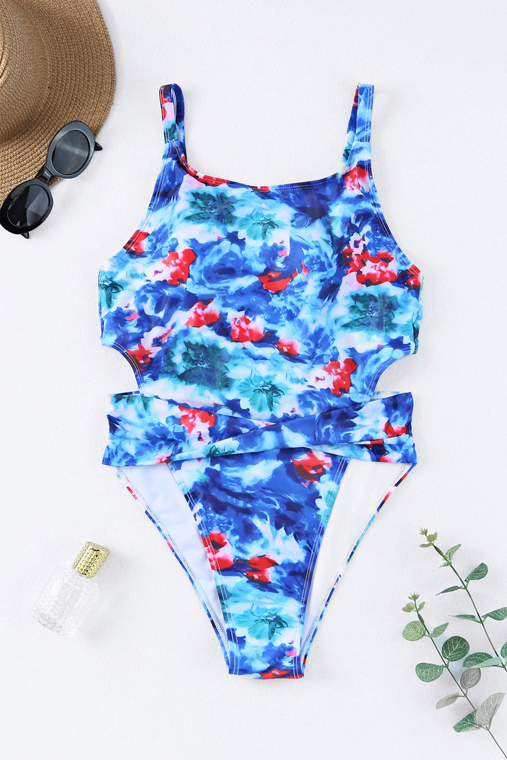 Floral Cutout Sleeveless One-Piece Swimsuit-Teresa&#39;s Fashionista LLC