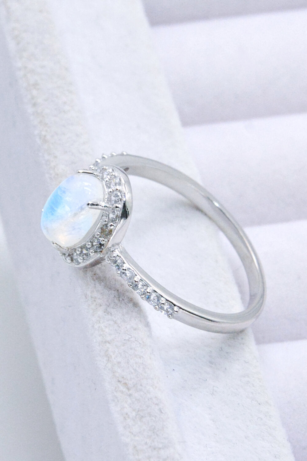 925 Sterling Silver Natural Moonstone Halo Ring-Teresa&#39;s Fashionista LLC