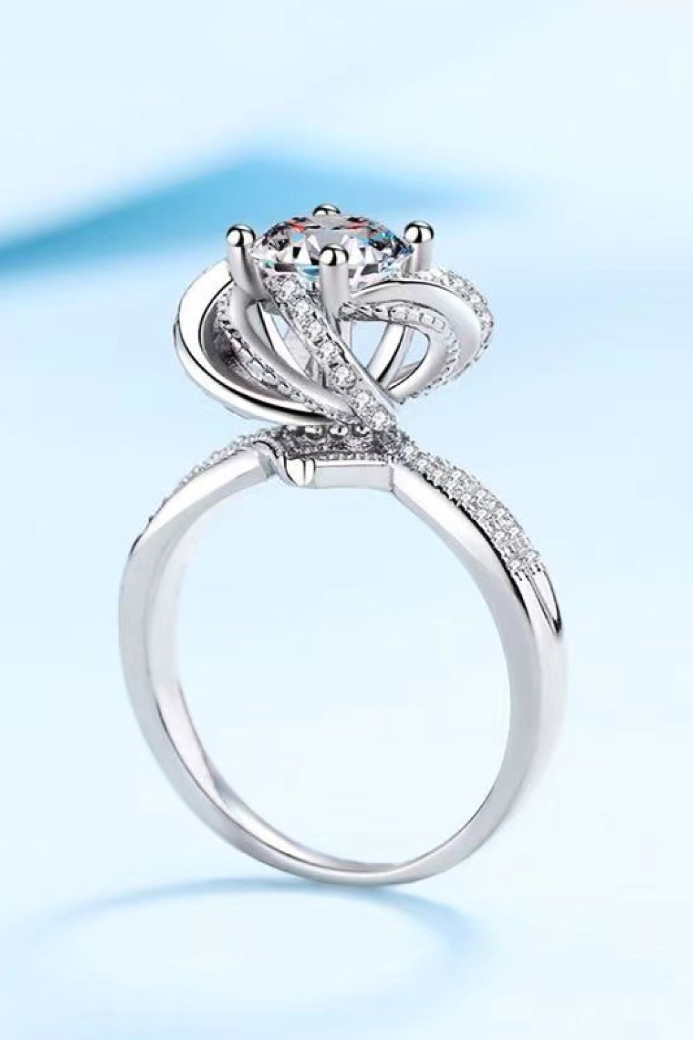 2 Carat Moissanite Floral Platinum-Plated Ring-Teresa&#39;s Fashionista LLC