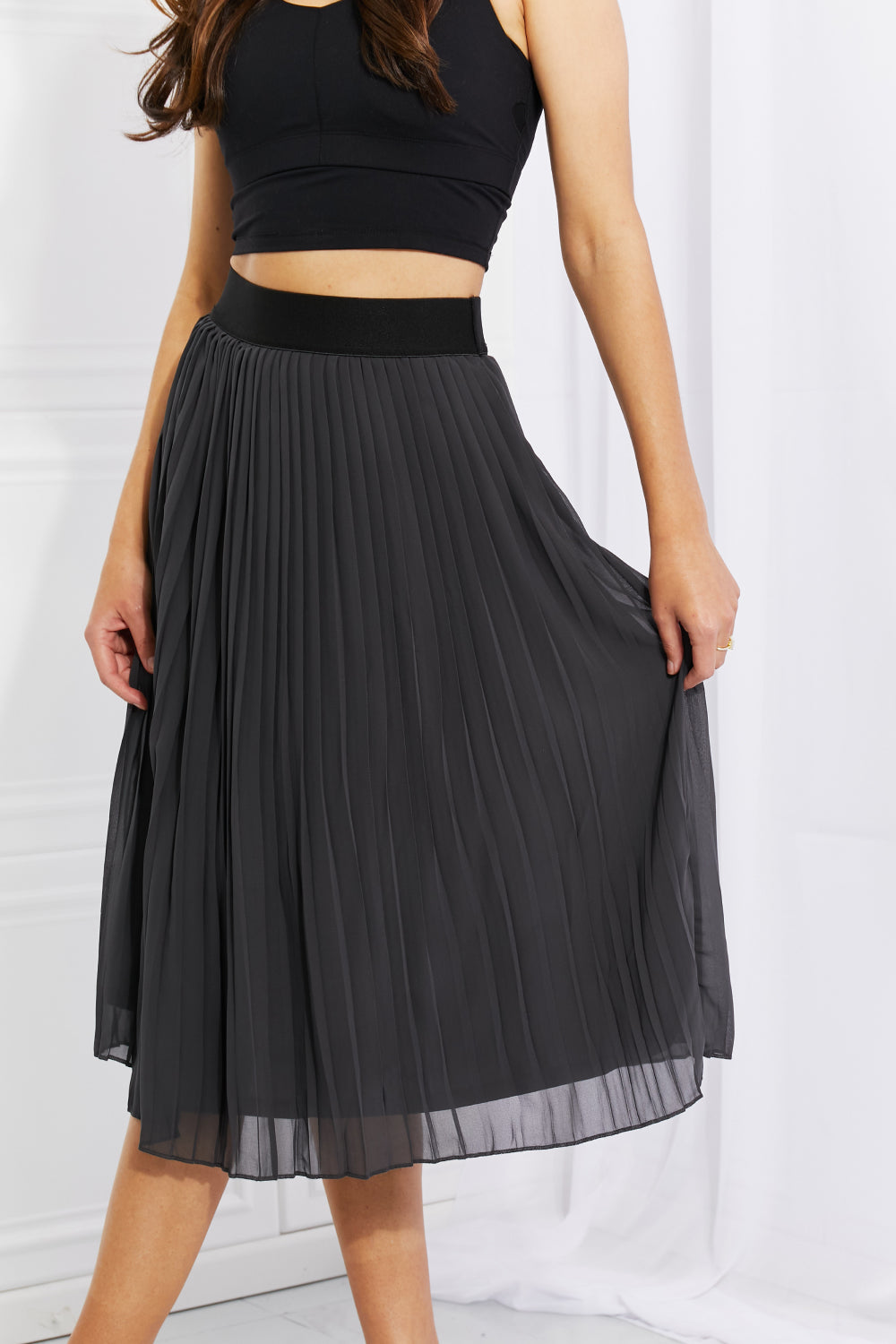 Zenana Full Size Romantic At Heart Pleated Chiffon Midi Skirt-Teresa&#39;s Fashionista LLC