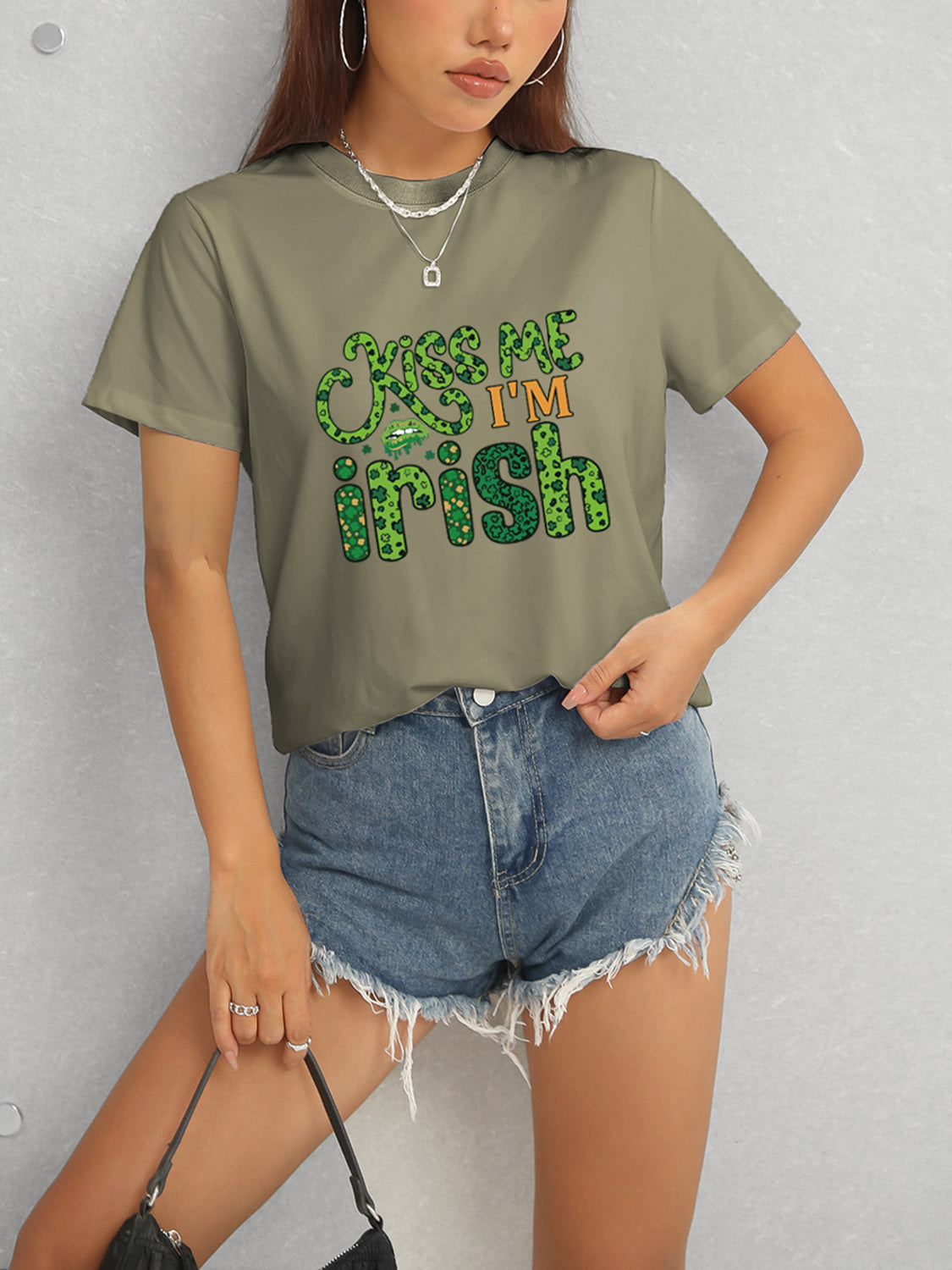 KISS ME I'M IRISH Round Neck T-Shirt-Teresa&#39;s Fashionista LLC