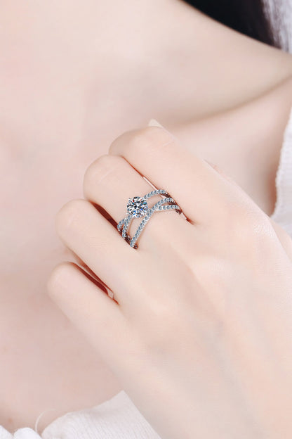 1 Carat Moissanite Crisscross Ring-Teresa&#39;s Fashionista LLC