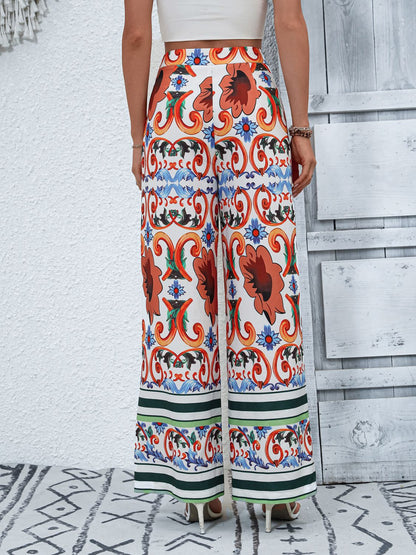 Printed High-Rise Wide Leg Pants-Teresa&#39;s Fashionista LLC