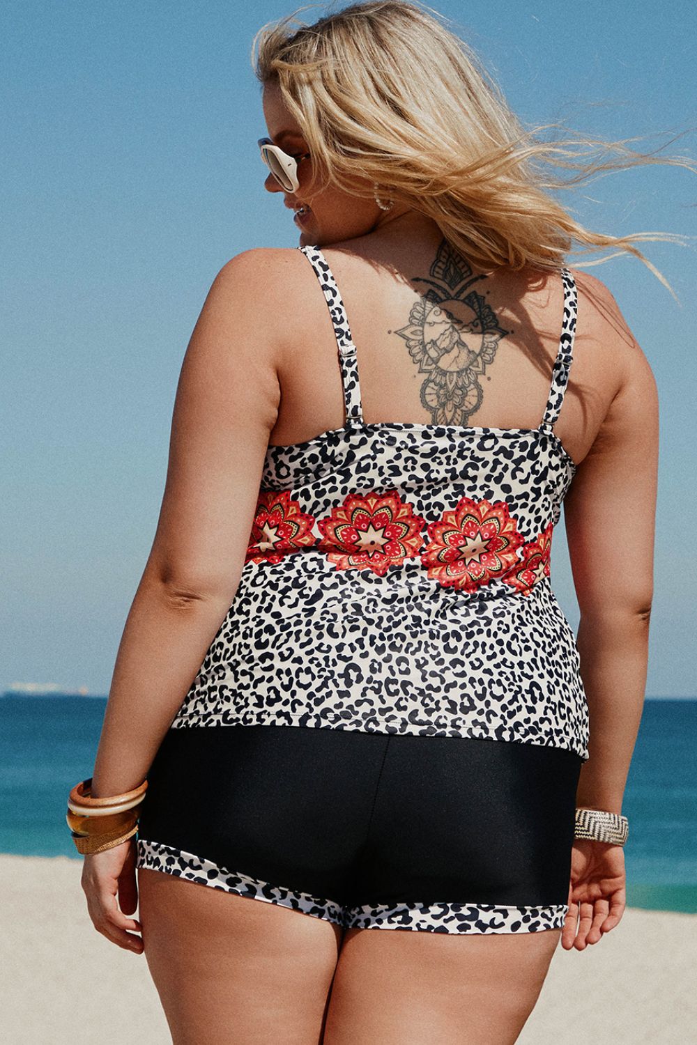 Plus Size Mixed Print Tankini Set with Pockets-Teresa&#39;s Fashionista LLC