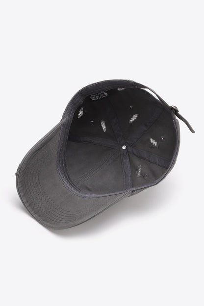 Distressed Adjustable Baseball Cap-Teresa&#39;s Fashionista LLC