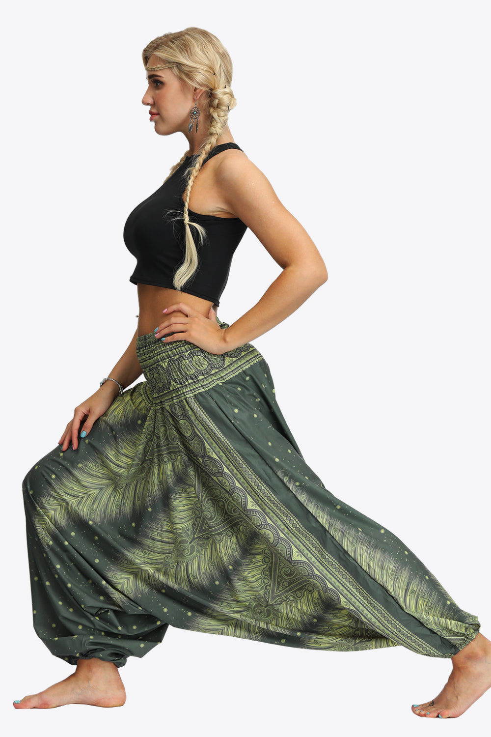 Printed Smocked Waist Harem Pants-Teresa&#39;s Fashionista LLC