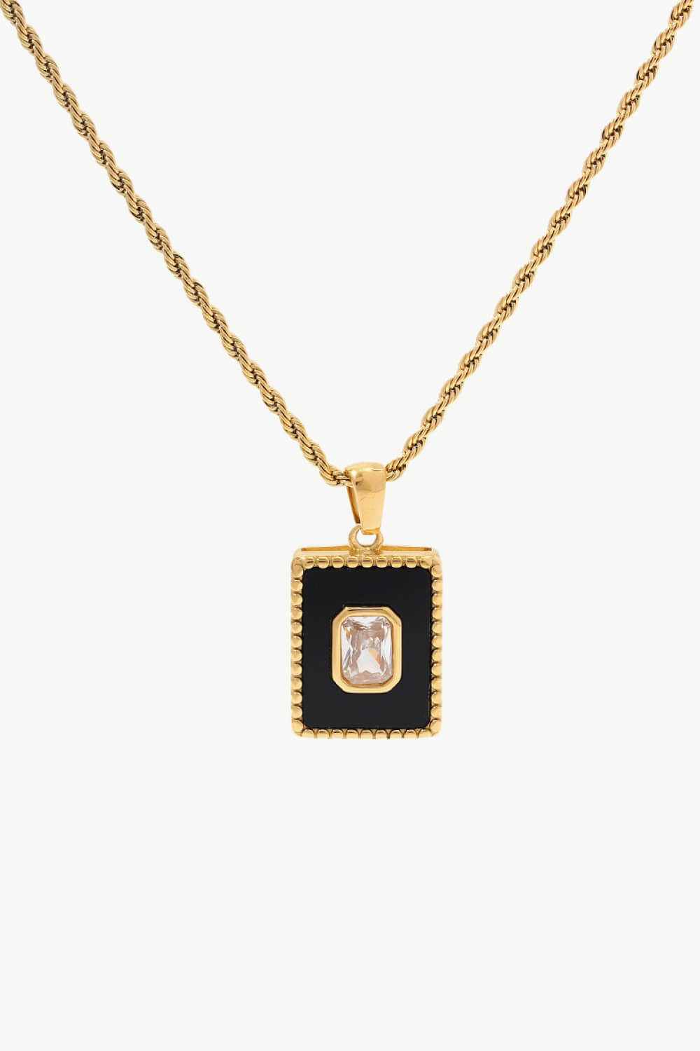 Square Pendant Twisted Chain Necklace-Teresa&#39;s Fashionista LLC