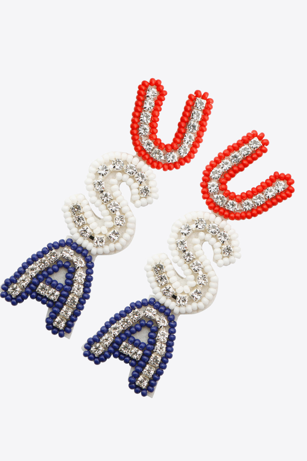 USA Beaded Zircon Decor Earrings-Teresa&#39;s Fashionista LLC