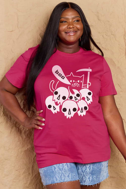 Simply Love Full Size Graphic BOO Cotton T-Shirt-Teresa&#39;s Fashionista LLC