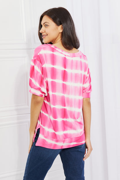 Yelete Full Size Oversized Fit V-Neck Striped Top-Teresa&#39;s Fashionista LLC