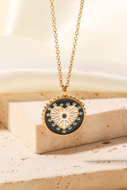 Heart Design Round Pendant Necklace-Teresa&#39;s Fashionista LLC