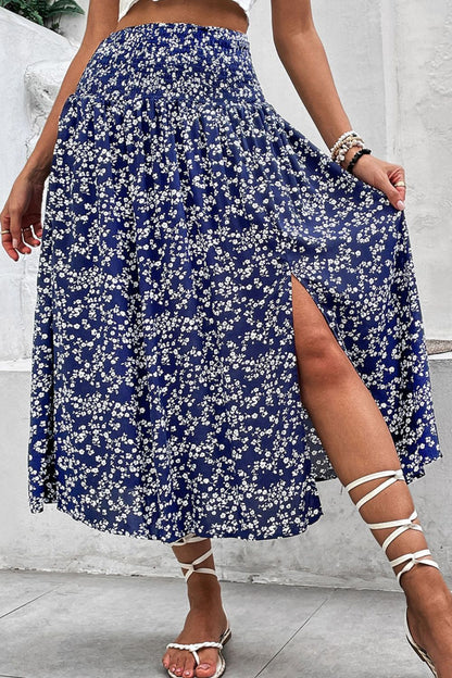 Ditsy Floral Slit High Waist Skirt-Teresa&#39;s Fashionista LLC