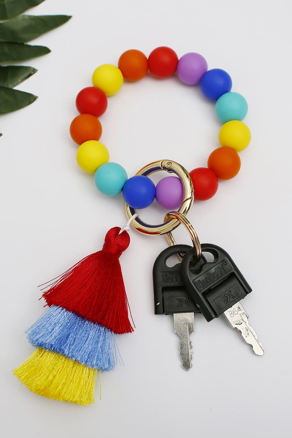 Silica Gel Bead Wristlet Keychain with Layered Tassels-Teresa&#39;s Fashionista LLC