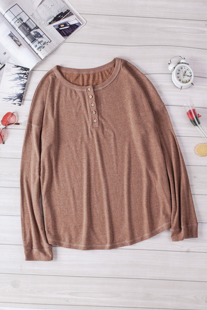 Long Sleeve Henley Top-Teresa&#39;s Fashionista LLC