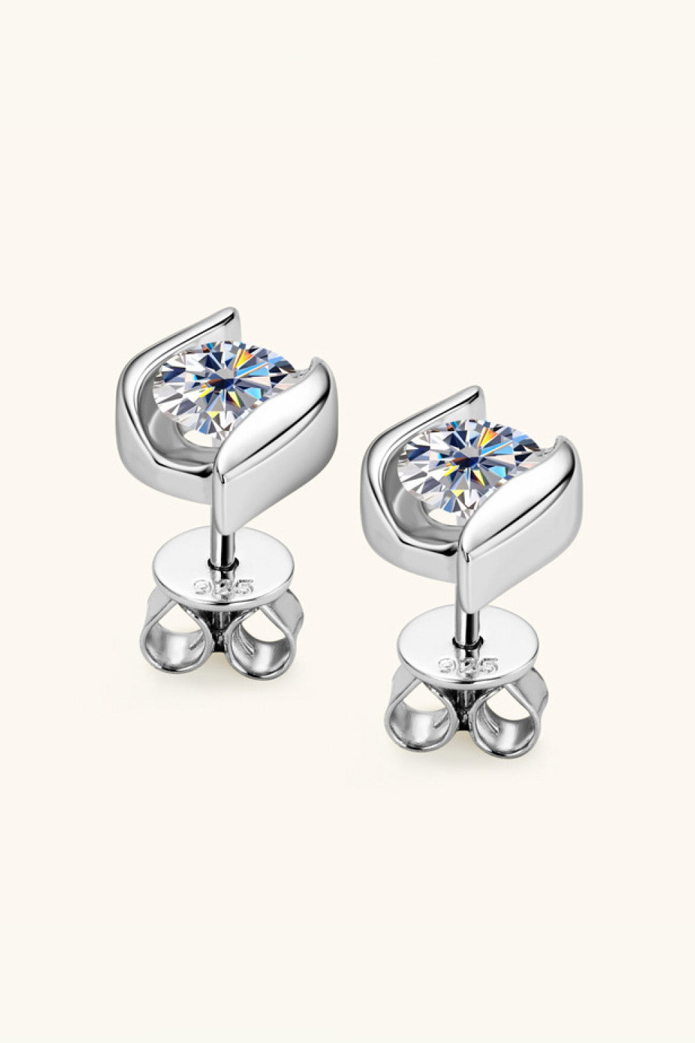 1 Carat Moissanite 925 Sterling Silver Stud Earrings-Teresa&#39;s Fashionista LLC