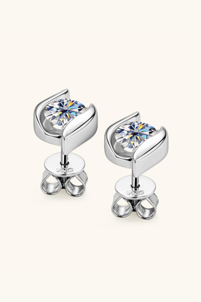 1 Carat Moissanite 925 Sterling Silver Stud Earrings-Teresa&#39;s Fashionista LLC