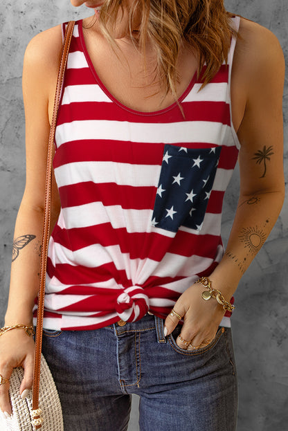 Star and Stripe Scoop Neck Tank-Teresa&#39;s Fashionista LLC