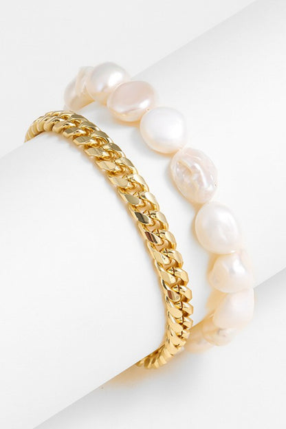 Two-Tone Double-Layered Bracelet-Teresa&#39;s Fashionista LLC