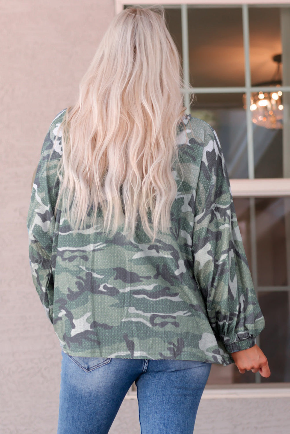 Camouflage Buttoned Dropped Shoulder Hoodie-Teresa&#39;s Fashionista LLC