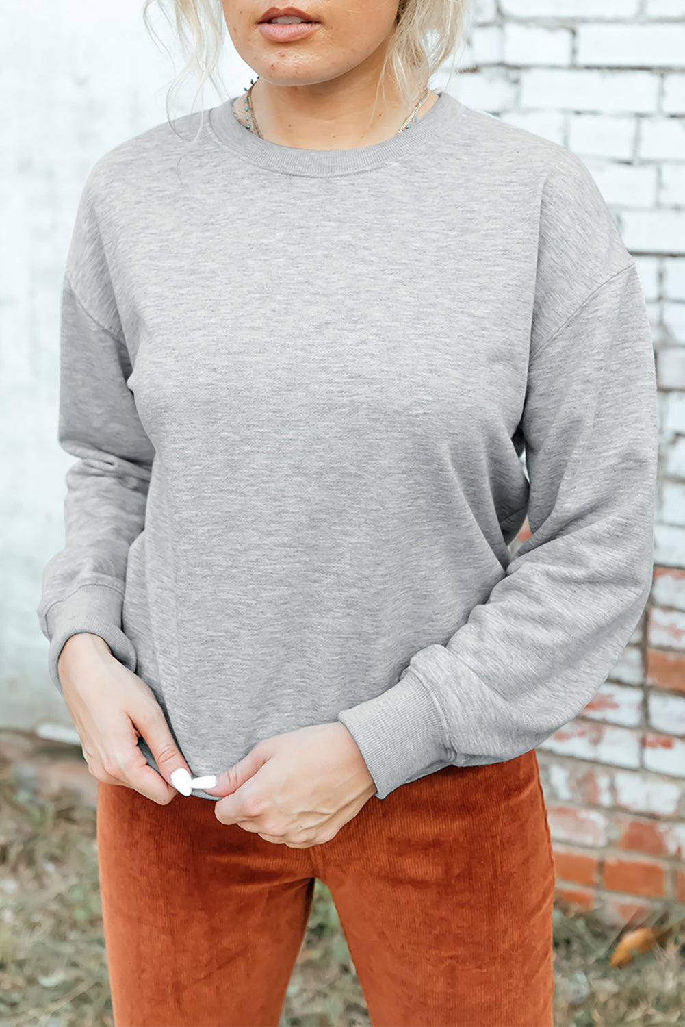 Drop Shoulder Ribbed Trim Sweatshirt-Teresa&#39;s Fashionista LLC