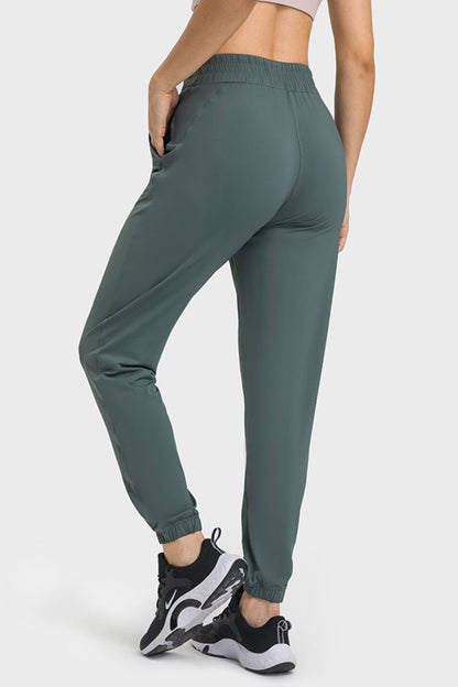 Elastic Waist Yoga Joggers with Pockets-Teresa&#39;s Fashionista LLC