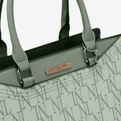 Nicole Lee USA 3-Piece Letter Print Texture Handbag Set-Teresa&#39;s Fashionista LLC