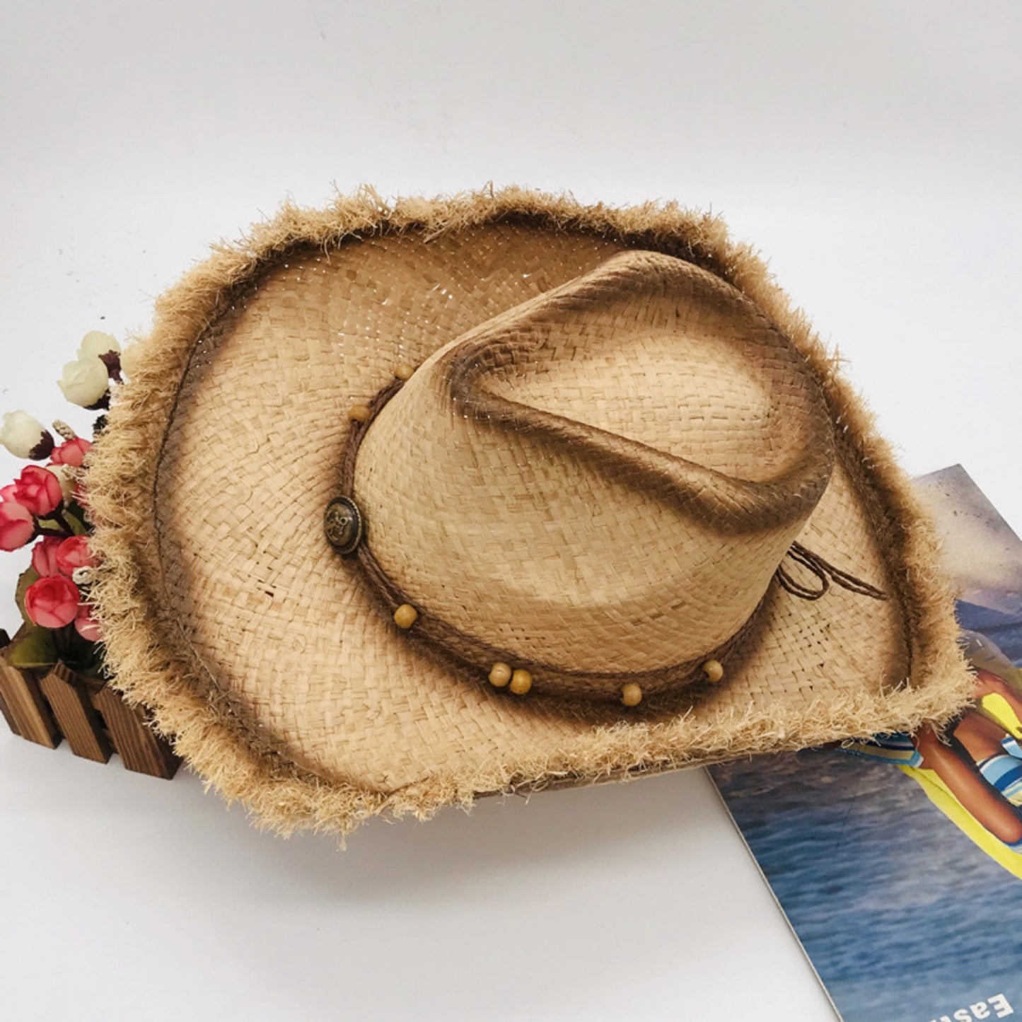 Raw Hem Wide Brim Straw Woven Hat-Teresa&#39;s Fashionista LLC