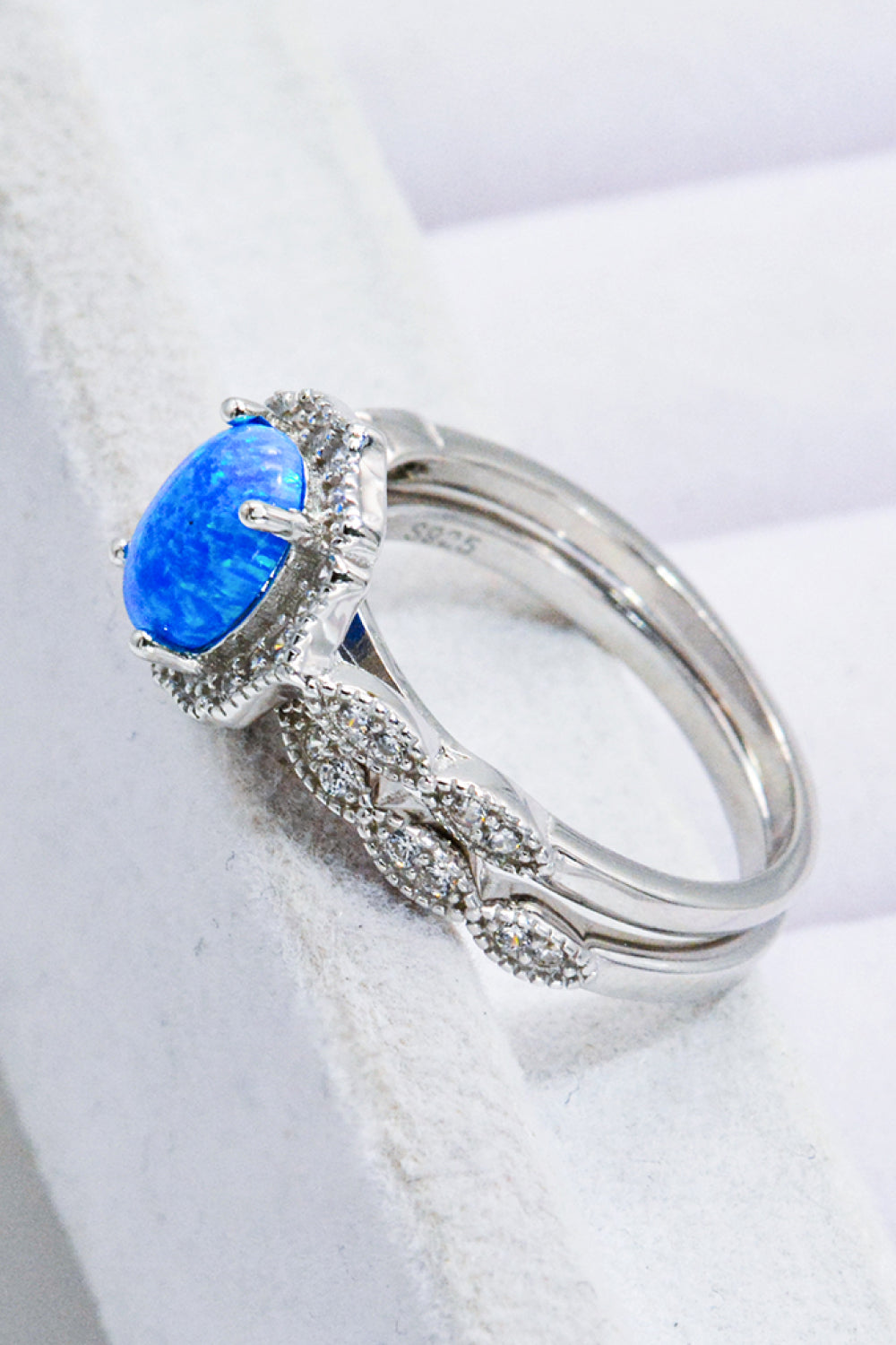 2-Piece 925 Sterling Silver Opal Ring Set-Teresa&#39;s Fashionista LLC