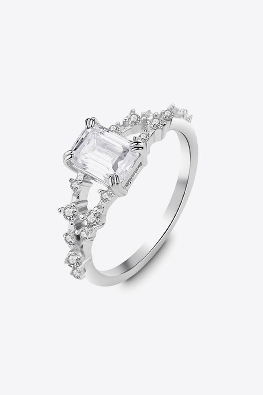 Moissanite 4-Prong Split Shank Ring-Teresa&#39;s Fashionista LLC