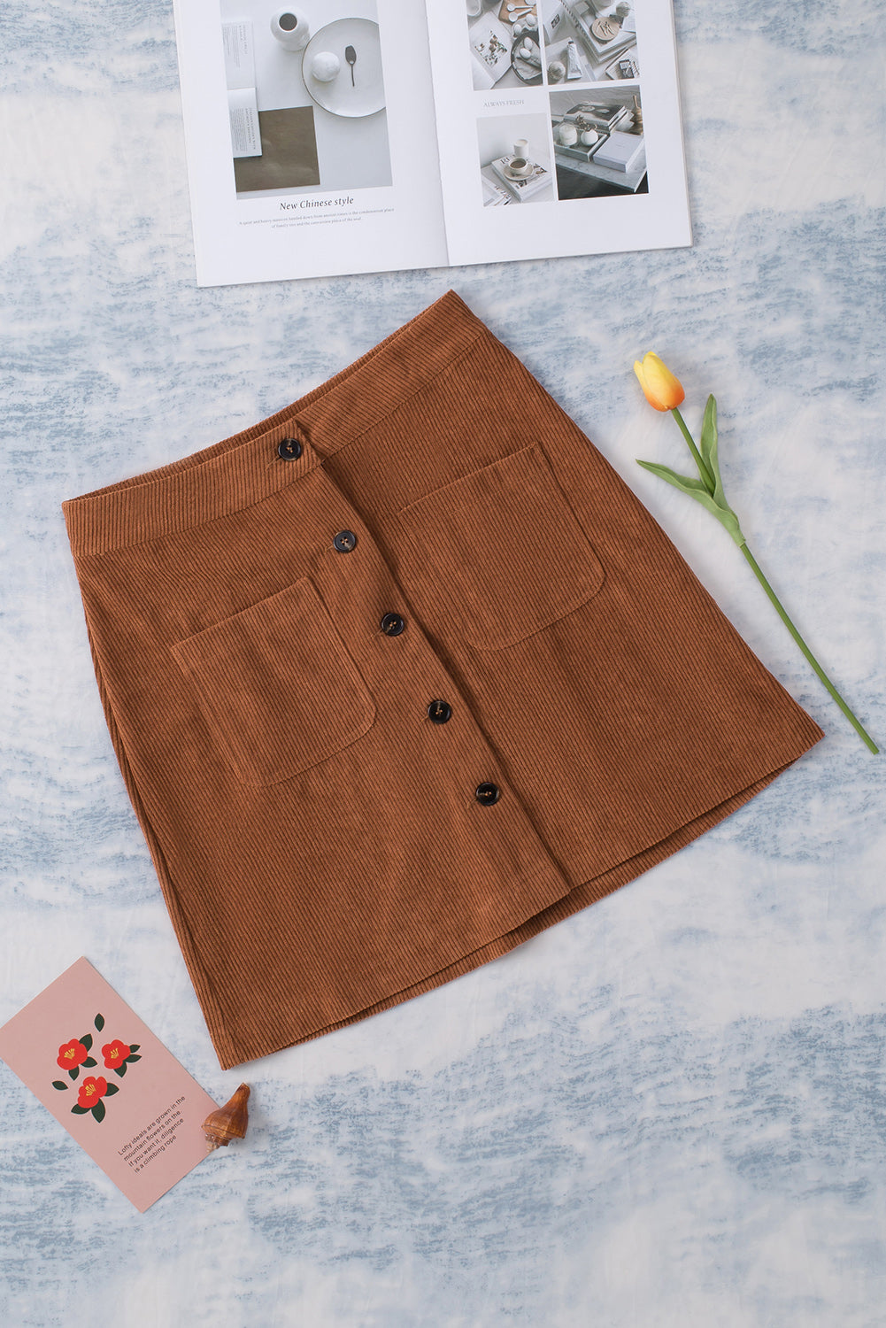 Buttoned Corduroy Mini Skirt-Teresa&#39;s Fashionista LLC