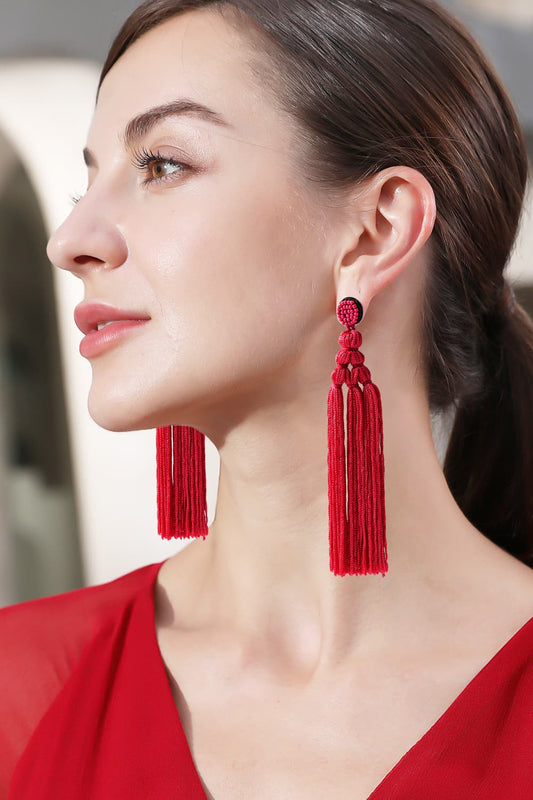 Beaded Tassel Earrings-Teresa&#39;s Fashionista LLC