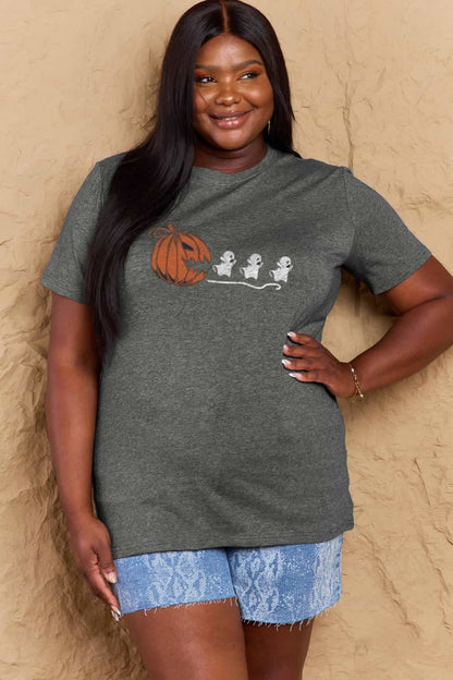 Simply Love Full Size Jack-O'-Lantern Graphic Cotton T-Shirt-Teresa&#39;s Fashionista LLC