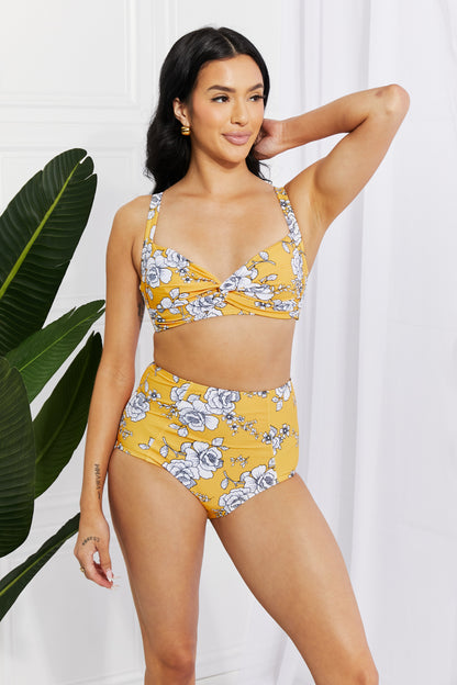 Marina West Swim Take A Dip Twist High-Rise Bikini in Mustard-Teresa&#39;s Fashionista LLC