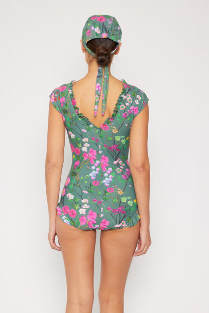 Marina West Swim Bring Me Flowers V-Neck One Piece Swimsuit In Sage-Teresa&#39;s Fashionista LLC