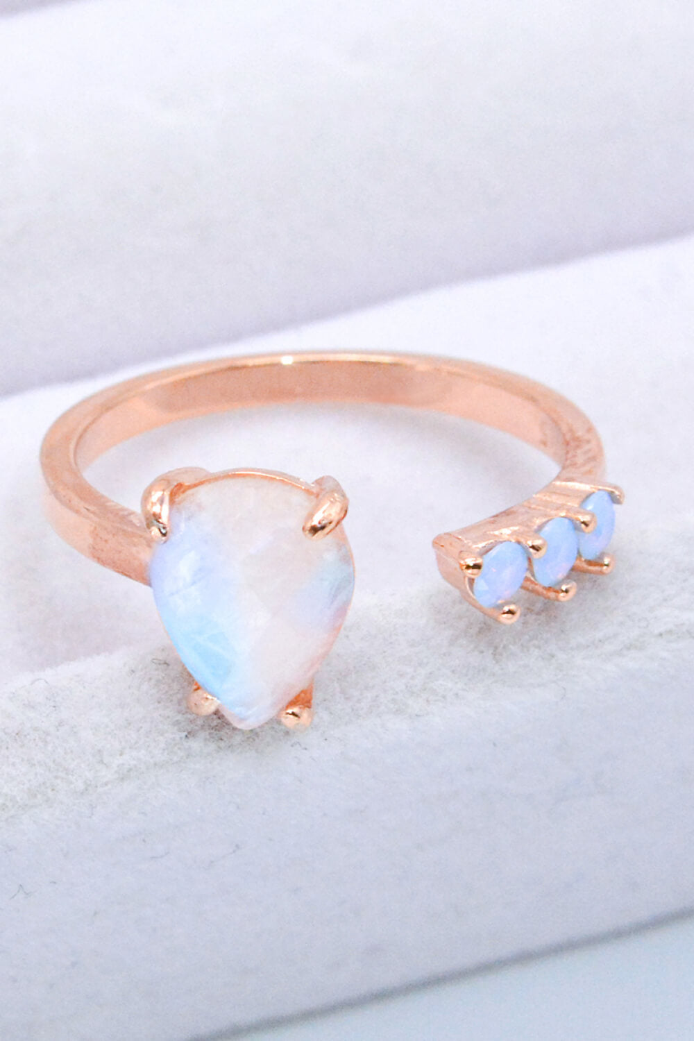 18K Rose Gold-Plated Moonstone Open Ring-Teresa&#39;s Fashionista LLC