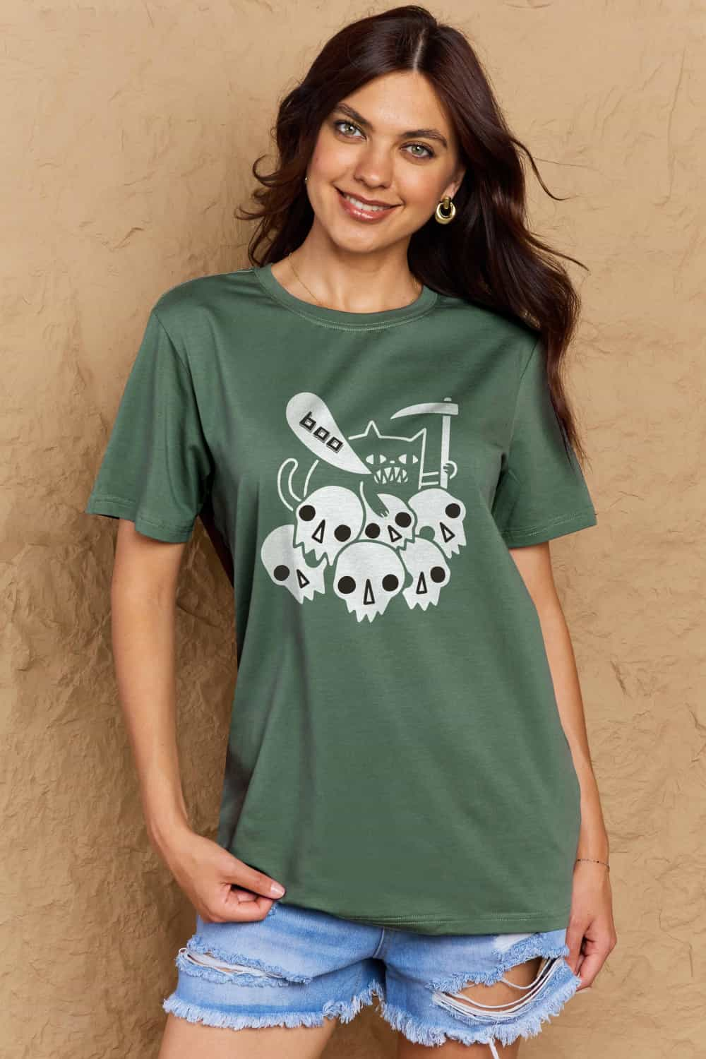 Simply Love Full Size Graphic BOO Cotton T-Shirt-Teresa&#39;s Fashionista LLC